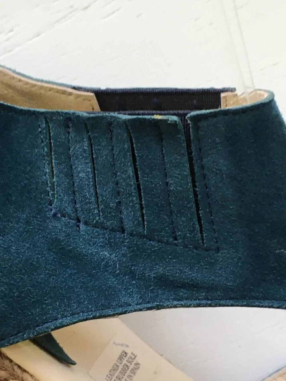 Anthropologie x Maypol Cutout Leather Espadrille Wedge Sandals Teal Size 10